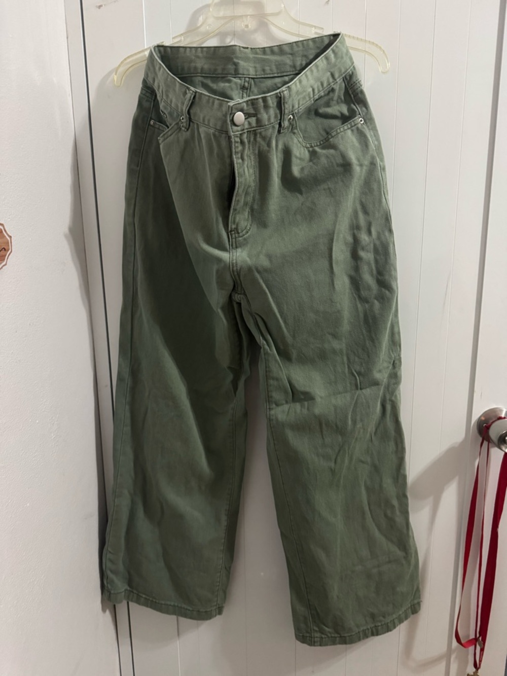 SHEIN Olive Green Relaxed Straight Chinos